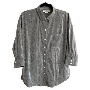 Women's Classic Navy White Nautical Tommy Bahama Button Down Shirt Size Medium